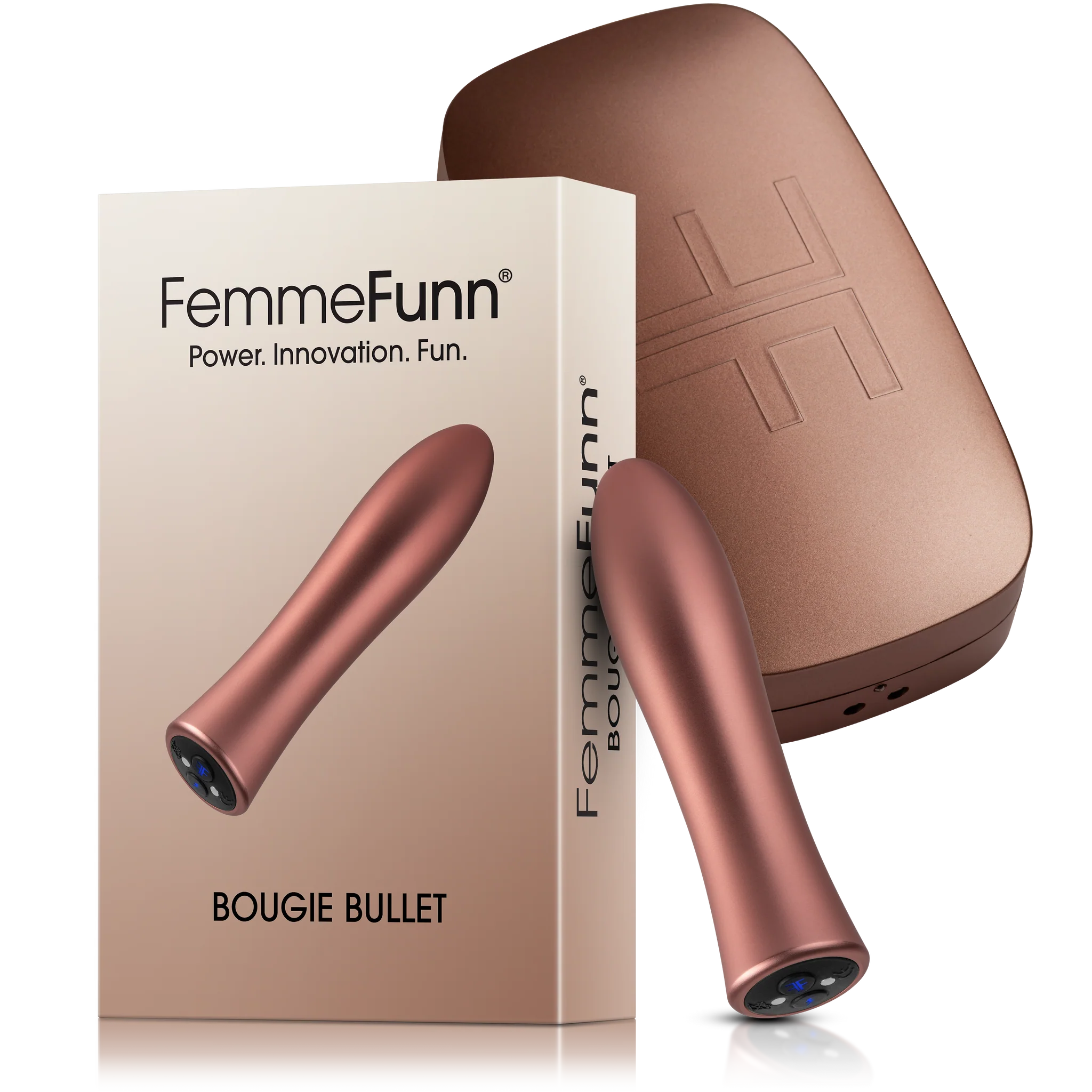 Bullet Candle - With Refillable Magnetic Case - FemmeFunn - Rose Gold - Image 2