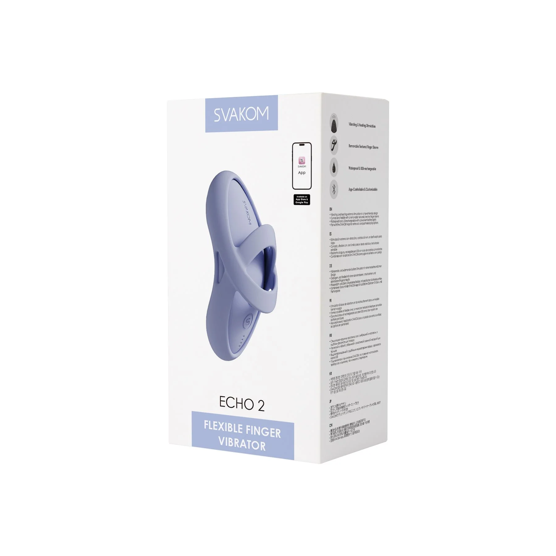 Flexible vibrating finger with heating function, app-controlled ECHO 2 - Sky Blue - Svakom - Image 4